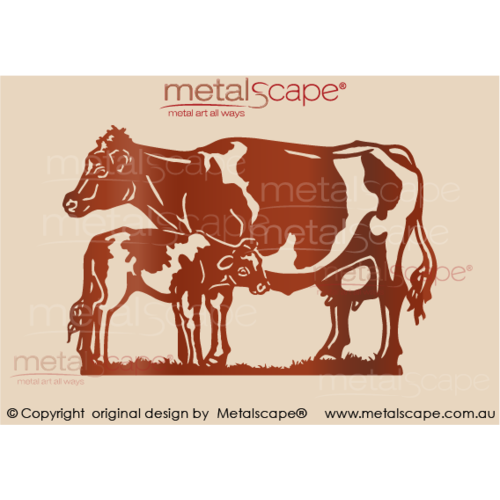 Countryscape - Metalscape - Metal Art - Farm-Friesian Holstein Cow and Calf -Large Size