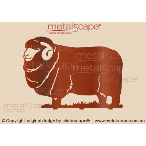 Countryscape - Metalscape - Metal Art - Farm-Merino Ram on Grass and Spikes -Large Size
