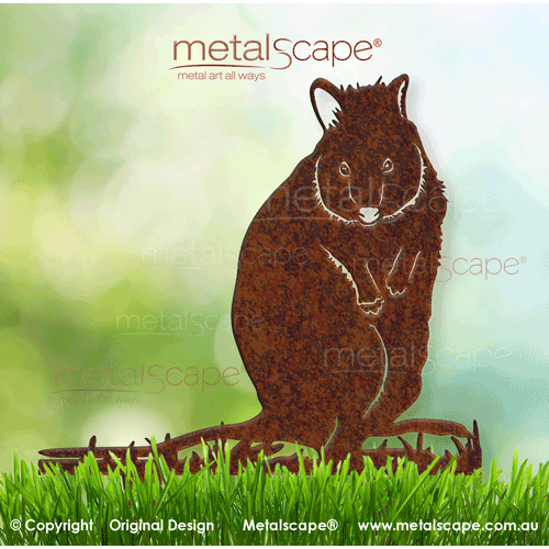 Metalscape - Metal Garden Art - Gardenscape -Life Size Quokka Image Mounted on Spikes