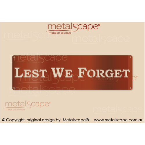 Metalscape - Anzac-Lest we Forget - Cut out lettering ANZAC Wall Plaque