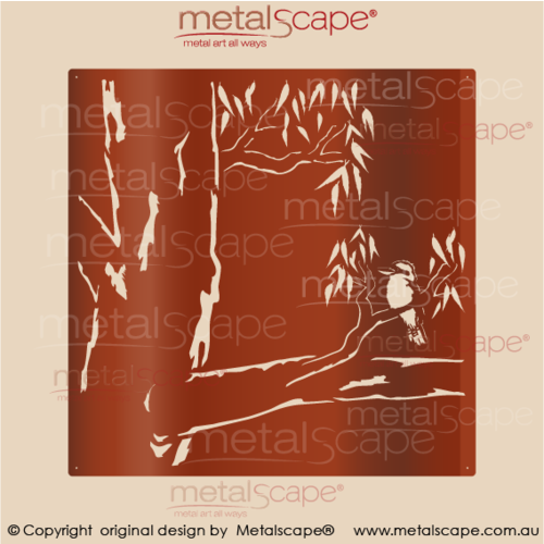 Metalscape - Metal Garden Art - Gardenscape -Gum Tree Screen Panel 1 (Kookaburra) - 3mm Corten Steel - Rust