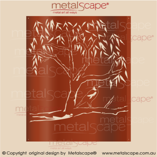 Metalscape - Metal Garden Art - Gardenscape -Decorative Screen - Gum tree and Magpie - 3mm Corten Steel - Rust