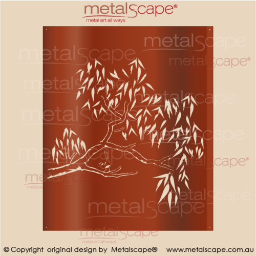 Metalscape - Metal Garden Art - Gardenscape -Decorative Screen - Gum tree and Wren - 3mm Corten Steel - Rust