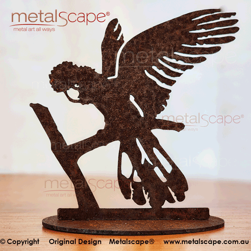 Metalscape - Gardenscape - Metal Garden Art-Black Cockatoo Landing - Ornament on Stand