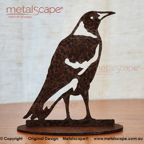 Metalscape - Gardenscape - Metal Garden Art-Magpie on Watch - Ornament on Stand
