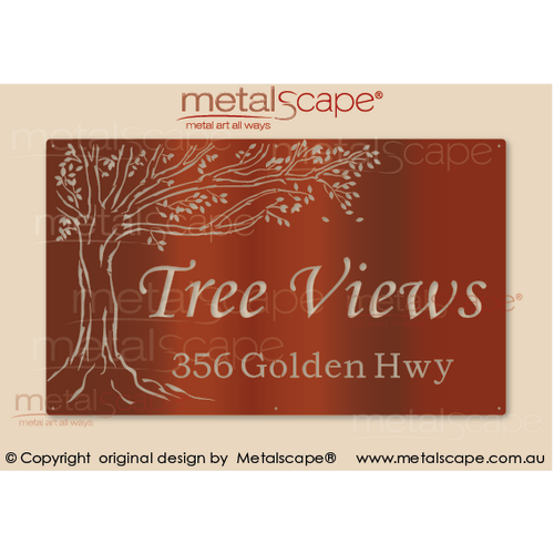 Metalscape - Farm Property Signs-Large Property Sign with Tree Design Classic Cut Style