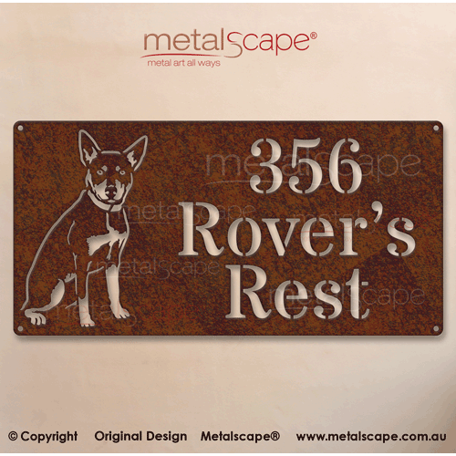 Metalscape - Farm Property Signs-Property \ House Sign - Kelpie Dog Image - Classic Cut Style
