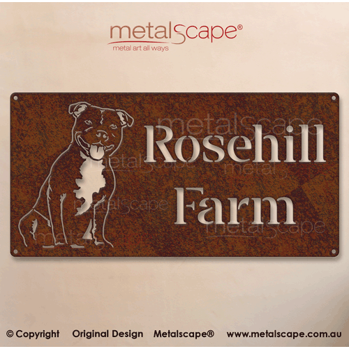 Metalscape - Farm Property Signs-Property \ House Sign - Staffordshire Bull Terrier Dog Image - Classic Cut Style