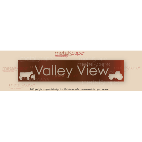 Metalscape - Farm Property Signs-Extra Large Farm Sign - Classic Cut style with Tractor and Angus Cow and Calf