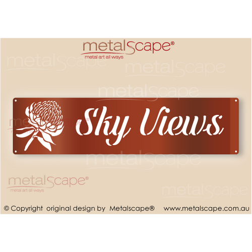 Metalscape - Farm Property Signs-Medium Property Sign -  Waratah Native Flower Classic Cut