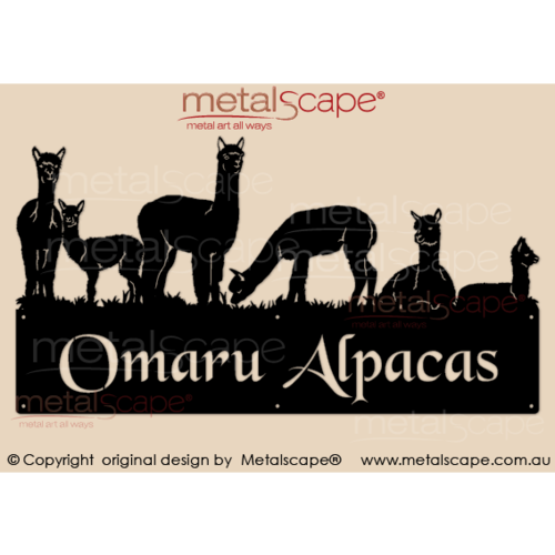 Metalscape - Farm Property Signs-Large Property Sign - 6 Alpacas Plaque