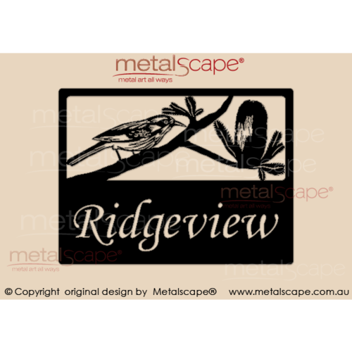 Metalscape - Farm Property Signs-Small Property Sign - Honeyeater and Banksia