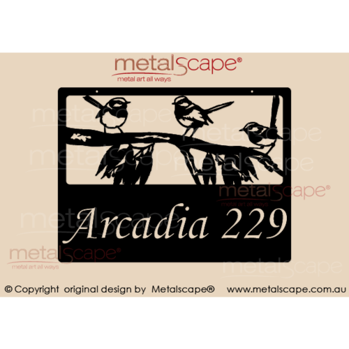 Metalscape - Farm Property Signs-Small Property Sign - 3 wrens on branch