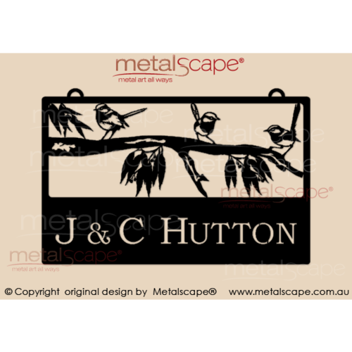 Metalscape - Farm Property Signs-Medium Property Sign - 3 wrens on branch