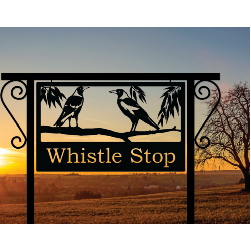 Metalscape - Farm Property Signs-Large Property Sign - 2 Magpies on Branch