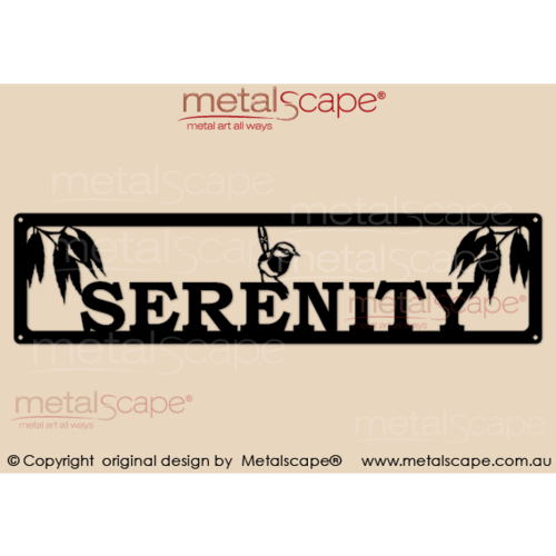 Metalscape - Farm Property Signs-Property sign- Wren and Gum Leaves - Rectangle Frame