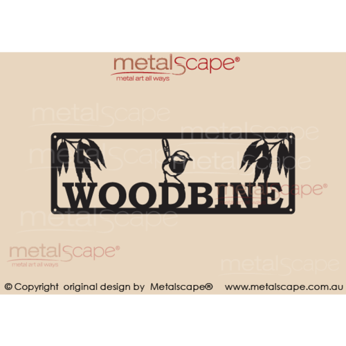Metalscape - Farm Property Signs-Small Custom sign - Gum Leaves and Wren Rectangle Frame