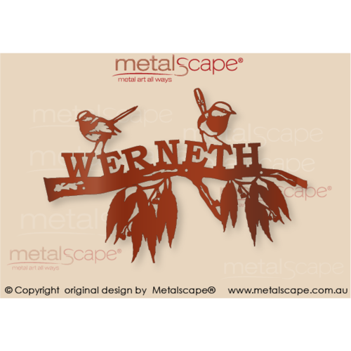 Metalscape - Farm Property Signs-Small Custom sign - Branch and Wrens No Frame