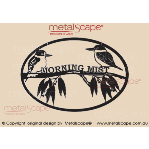 Metalscape - Farm Property Signs-Medium Oval Custom Sign - Kingfishers on Branch