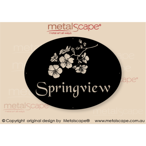 Metalscape - Farm Property Signs-Medium Custom sign - Oval sign with Cherry Blossom design