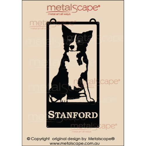 Metalscape - Farm Property Signs-Medium Portrait Property Sign - Working Collie Dog Sitting