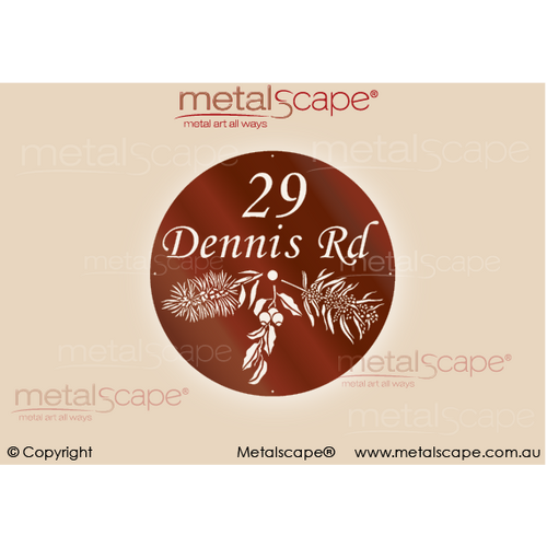 Metalscape - Farm Property Signs-Property Sign  - Australian Native Flowers (Bottlebrush, Gum Leaves, Wattle)