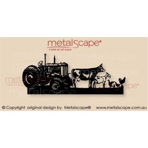 Countryscape - Metalscape - Metal Art - Farm-Rural Decorative Plaque - Tractor, Cow, Goat, Ducks & Chickens