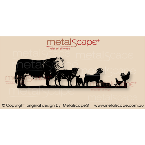 Countryscape - Metalscape - Metal Art - Farm-Rural Decorative Plaque - Hereford Bull & Farm Animals