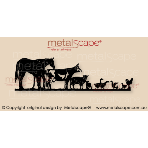Countryscape - Metalscape - Metal Art - Farm-Animal Plaque - Mare and Foal, Cow, Ewe and Lamb, Geese, Ducks, Chickens