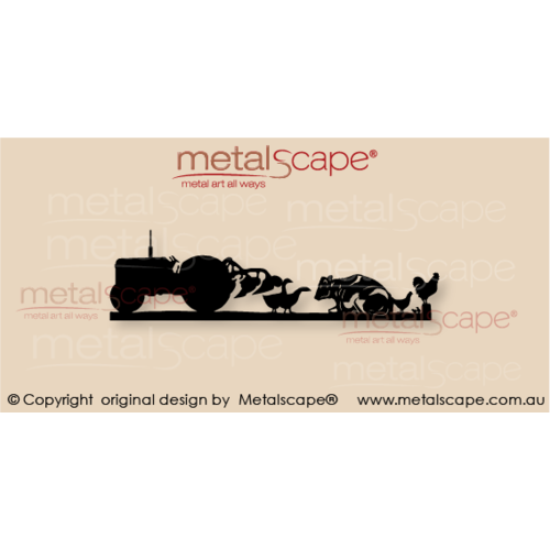 Countryscape - Metalscape - Metal Art - Farm-Rural Decorative Plaque - Tractor Frisian Cow, Geese and Chickens