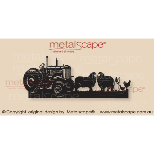 Countryscape - Metalscape - Metal Art - Farm-Rural Decorative Plaque - Tractor, Merinos & Cattle Dog