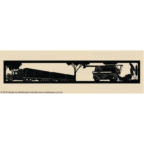 Countryscape - Metalscape - Metal Art - Farm-Panoramic - Kenworth Triple Road Train and Case Header