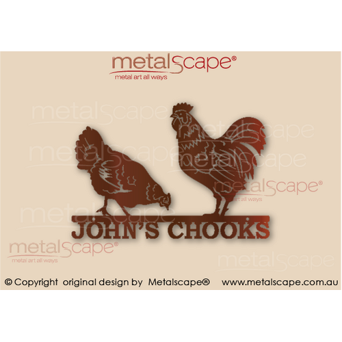 Metalscape - Farm Property Signs-Extra Small Sign Plaque - Pecking Hen and Rooster