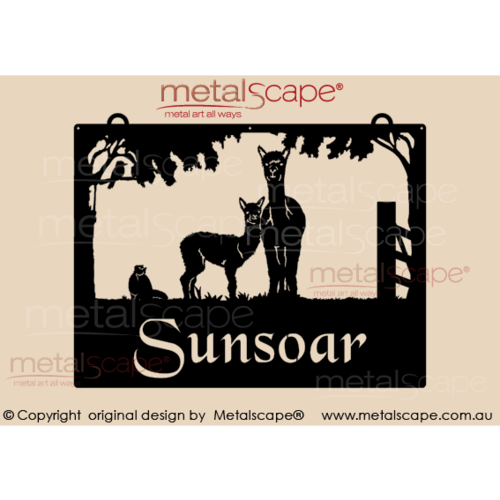 Metalscape - Farm Property Signs-Medium Property sign - 2 x Alpacas