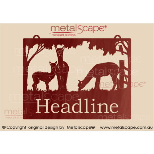 Metalscape - Farm Property Signs-Medium Property sign - 3 x Alpacas