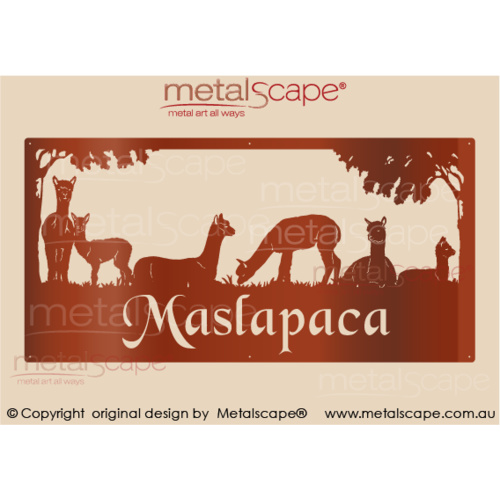 Metalscape - Farm Property Signs-XL Property Sign -  6 x Alpacas