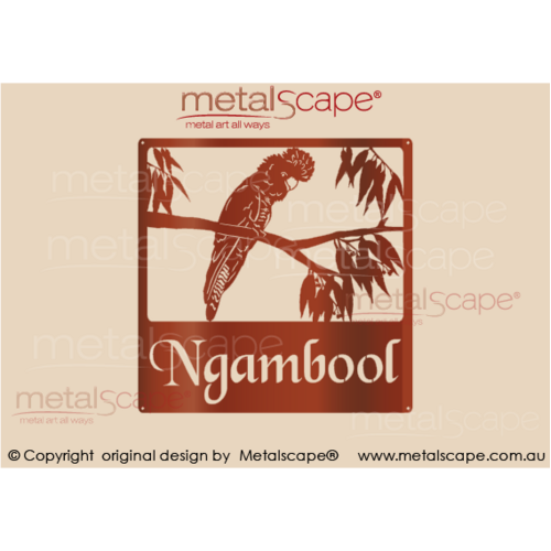 Metalscape - Farm Property Signs-Square Property sign - Black Cockatoo Sitting on Branch