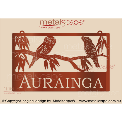Metalscape - Farm Property Signs-Large Property Sign - 2 x Tawny Frogmouth birds