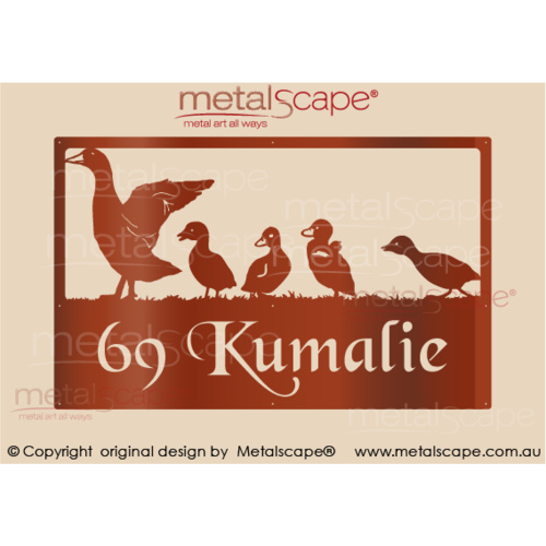 Metalscape - Farm Property Signs-XL Property Sign -  Duck & 4 Ducklings