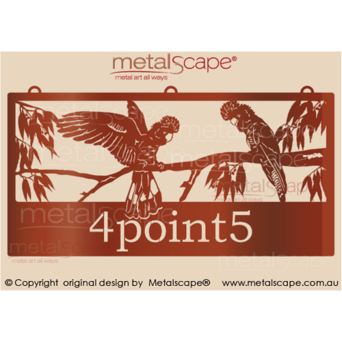 Metalscape - Farm Property Signs-XL Property Sign -  2 x Black Cockatoos in Tree
