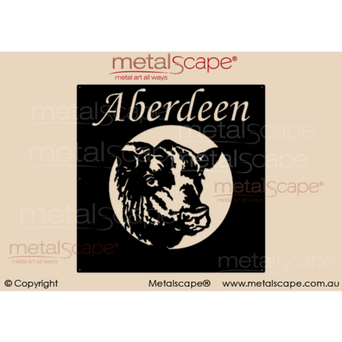 Metalscape - Farm Property Signs-Property Sign -Angus Bull Head  - Square