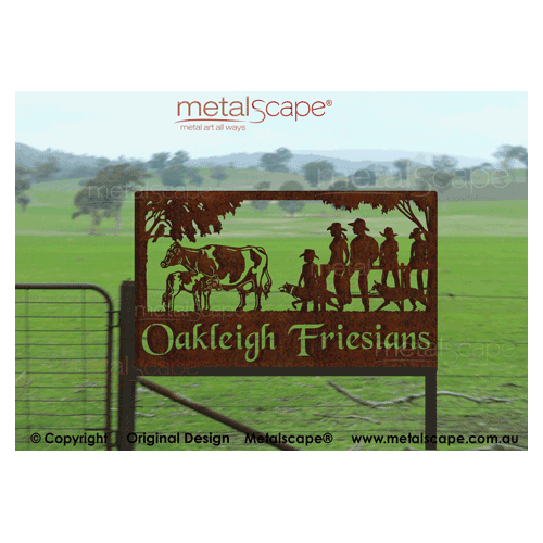 Metalscape - Farm Property Signs-Large Property Sign - Friesian Cow, Calf and Family
