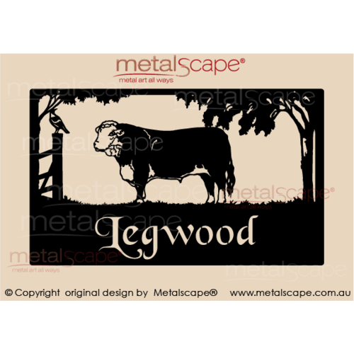 Metalscape - Farm Property Signs-Large Property Sign - Hereford Bull