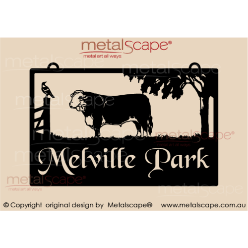 Metalscape - Farm Property Signs-Medium Farm Property Sign - Hereford Bull