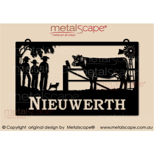 Metalscape - Farm Property Signs-Large Property Sign - Angus Cow and Family