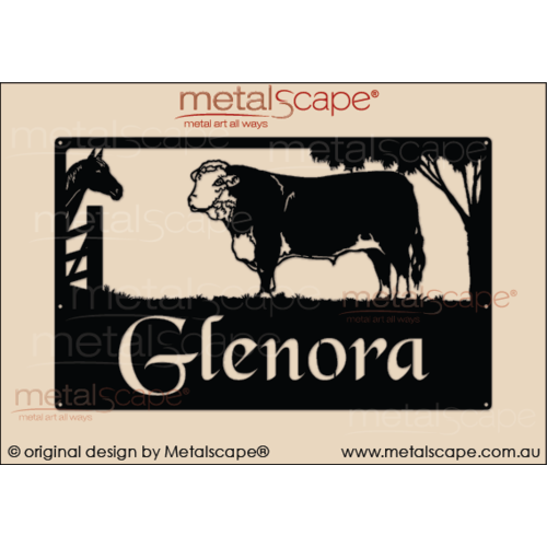 Metalscape - Farm Property Signs-Medium Property Sign -  Poll Hereford and Horse