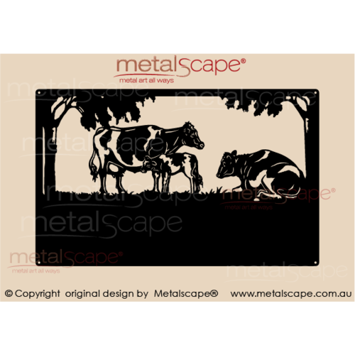 Metalscape - Farm Property Signs-Medium Property Sign Friesian Holstein Cow and Calf
