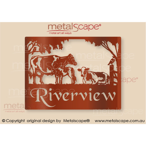 Metalscape - Farm Property Signs-Medium Property Sign - Freisan Cows & Calf