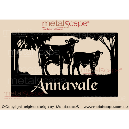 Metalscape - Farm Property Signs-Large Property Sign - Santa Gertrudis Cow and Calf