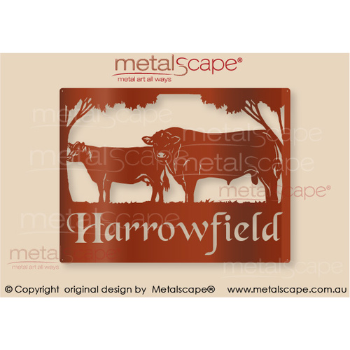 Metalscape - Farm Property Signs-Medium Property Sign - Angus Bull & Cow